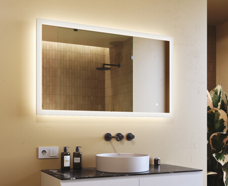 Espejo de baño rectangular con iluminación LED 120x70 cm con Dual color, Interruptor táctil