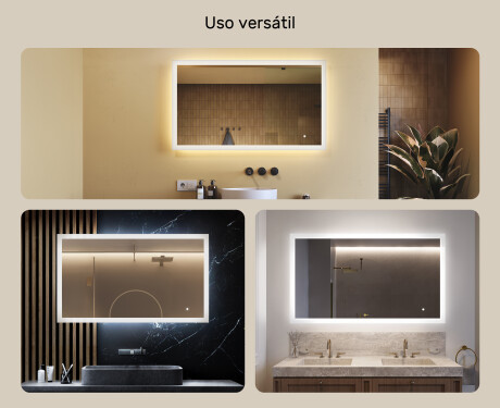 Espejo de baño rectangular con iluminación LED 120x70 cm con Dual color, Interruptor táctil #2