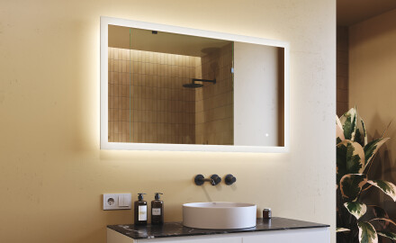 Espejo de baño rectangular con iluminación LED 120x70 cm con Dual color, Interruptor táctil