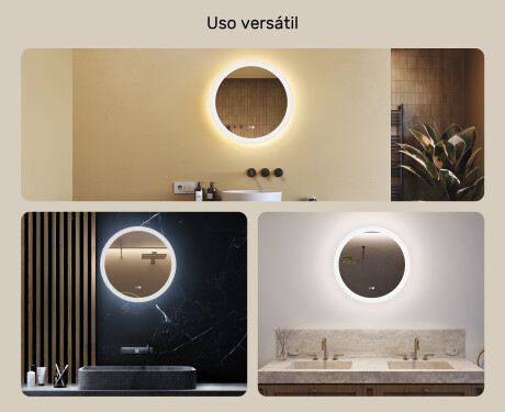 Espejos redondos con iluminación LED para baño 60 cm con Dual color, Interruptor táctil, Estera de calefacción #2