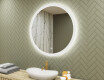 Espejo redondo de baño con iluminación LED 80 cm con Dual color, Interruptor táctil, Estera de calefacción