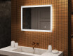 Espejo rectangular de baño LED 80x60 cm con Dual color, Interruptor táctil, Estera de calefacción