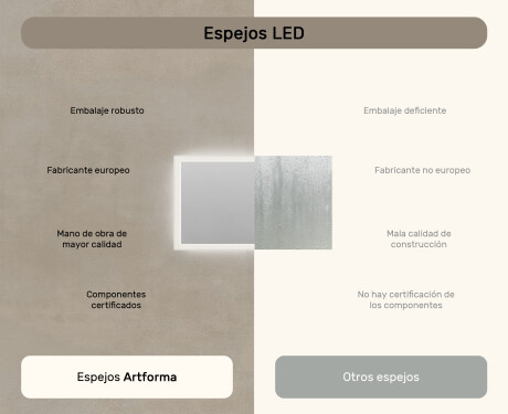 Espejo rectangular de baño con iluminación LED 120x70 cm con Dual color, Interruptor táctil, Estera de calefacción #7