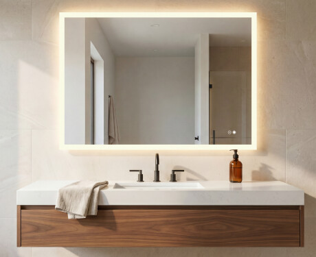 Espejo rectangular de baño con iluminación LED 120x70 cm con Dual color, Interruptor táctil, Estera de calefacción #9