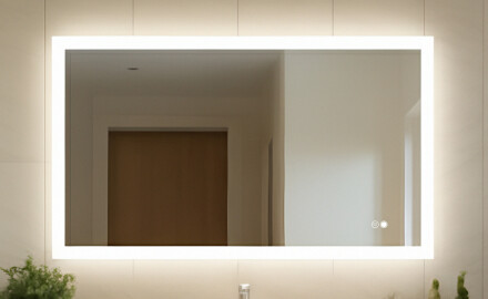 Espejo rectangular de baño con iluminación LED 120x70 cm con Dual color, Interruptor táctil, Estera de calefacción