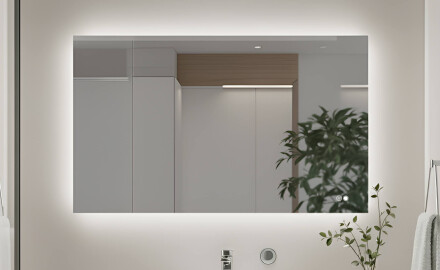 Espejo rectangular para baño con iluminación LED 80x60/60x80 cm, doble color, interruptor táctil, almohadilla calefactora