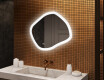 Espejo de baño con iluminación, 84×74 cm, bicolor, interruptor táctil, alfombrilla calefactable