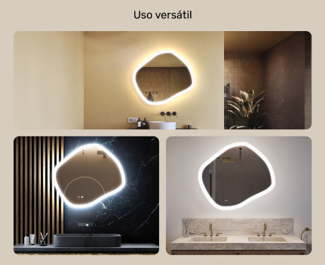 Espejo de baño con iluminación, 84×74 cm, bicolor, interruptor táctil, alfombrilla calefactable #2