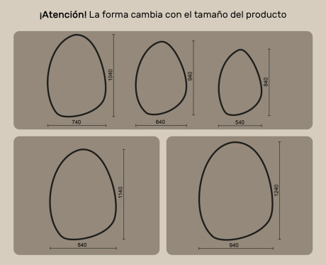 Espejo irregular con iluminación, 64×94 cm, bicolor, interruptor táctil, alfombrilla calefactable #10