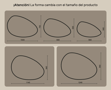 Espejo irregular con iluminación, 114×84 cm, bicolor, interruptor táctil, alfombrilla calefactable #10