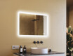 Espejo de baño redondeado con iluminación LED, 100×70 cm, bicolor, interruptor táctil, alfombrilla calefactable