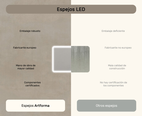 Espejo de baño redondeado con iluminación LED, 100×70 cm, bicolor, interruptor táctil, alfombrilla calefactable #7