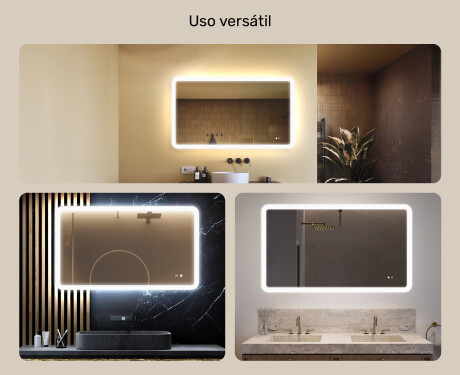 Espejo de baño redondeado con iluminación LED, 120×70 cm, bicolor, interruptor táctil, alfombrilla calefactable #2