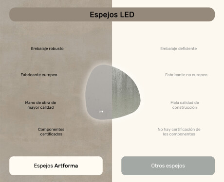 Espejo irregular con iluminación, 84×84 cm, bicolor, interruptor táctil, alfombrilla calefactable #7