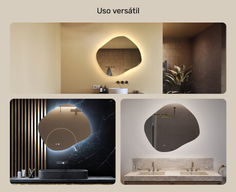 Espejo de baño con iluminación, 84×74 cm, bicolor, interruptor táctil, alfombrilla calefactable #2