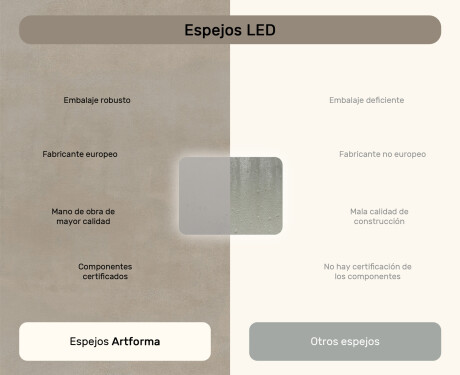 Espejo de baño redondeado con iluminación LED, 80×60 cm, bicolor, interruptor táctil, alfombrilla calefactable #7