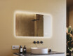 Espejo de baño redondeado con iluminación LED, 120×70 cm, bicolor, interruptor táctil, alfombrilla calefactable