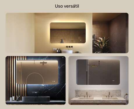 Espejo de baño redondeado con iluminación LED, 120×70 cm, bicolor, interruptor táctil, alfombrilla calefactable #2