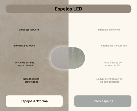Espejo de baño iluminado, 80×50 cm, bicolor, interruptor táctil, alfombrilla calefactable #7