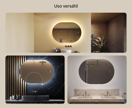 Espejo de baño iluminado, 100×70 cm, bicolor, interruptor táctil, alfombrilla calefactable #2