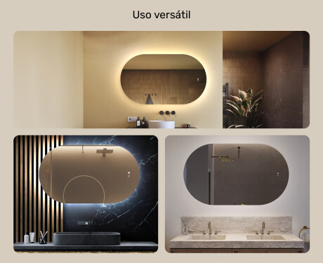 Espejo de baño iluminado, 120×70 cm, bicolor, interruptor táctil, alfombrilla calefactable #2