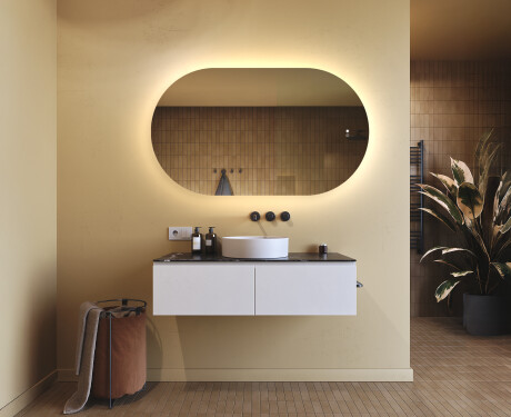 Espejo de baño iluminado, 120×70 cm, bicolor, interruptor táctil, alfombrilla calefactable #9