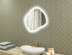 Espejo de baño con iluminación, 74×64 cm, doble color, interruptor táctil, alfombrilla calefactable