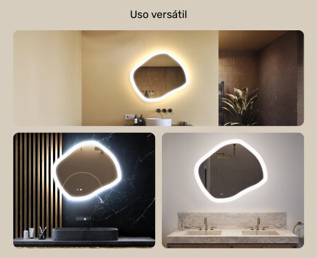 Espejo de baño con iluminación, 74×64 cm, doble color, interruptor táctil, alfombrilla calefactable #2