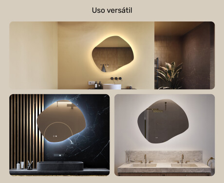 Espejo de baño con iluminación, 74×64 cm, bicolor, interruptor táctil, alfombrilla calefactable #2