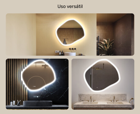 Espejo de baño con iluminación, 104×94 cm, bicolor, interruptor táctil, alfombrilla calefactable #2