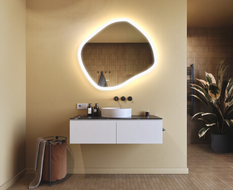 Espejo de baño con iluminación, 104×94 cm, bicolor, interruptor táctil, alfombrilla calefactable #9