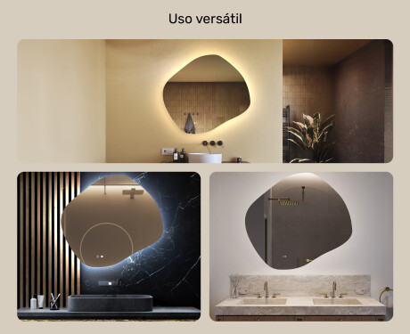 Espejo de baño con iluminación, 104×94 cm, bicolor, interruptor táctil, alfombrilla calefactable #2