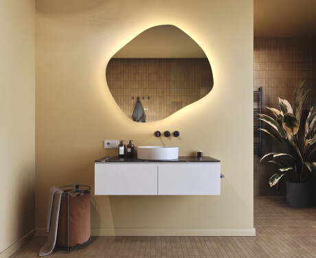 Espejo de baño con iluminación, 104×94 cm, bicolor, interruptor táctil, alfombrilla calefactable #9