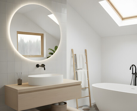 Espejo de baño redondo iluminado de 60 cm con luz neutra 4500K