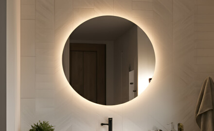Espejo de baño redondo iluminado de 60 cm con luz neutra 4500K