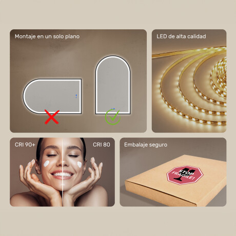 Espejo irregular con iluminación LED en un marco de aluminio negro #7