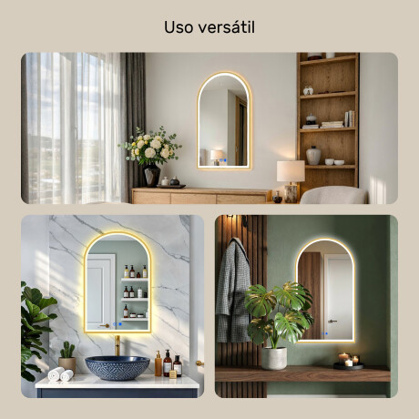 Espejo LED de forma irregular con marco de aluminio dorado #4