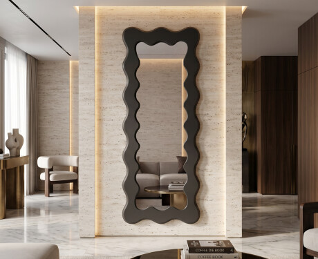 Espejo decorativo ondulado con marco FLOW de MDF lacado
