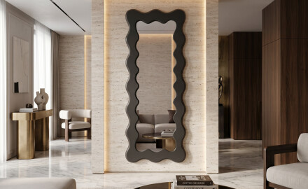 Espejo decorativo ondulado con marco FLOW de MDF lacado