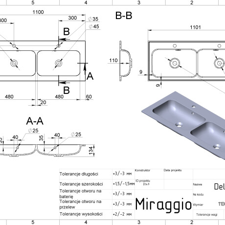 Lavabo DELLA 1100-2 #8