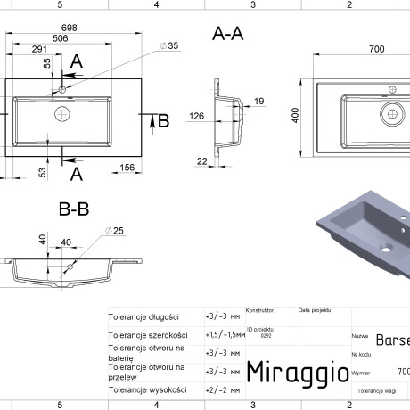 Lavabo BARCELONA 700 L #5