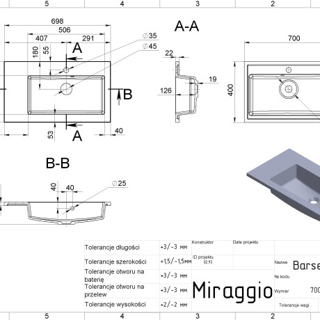 Lavabo BARCELONA 700 R #5