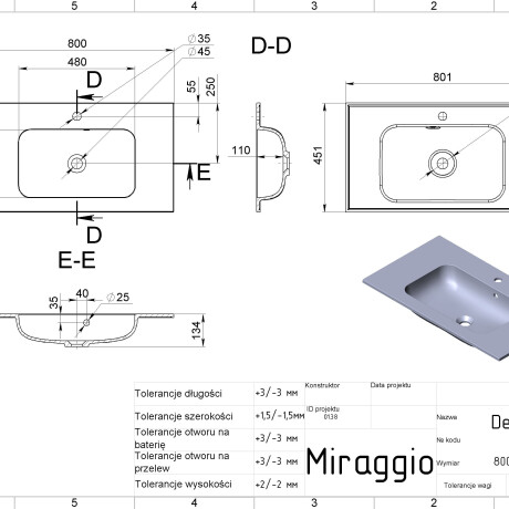 Lavabo DELLA 800 MIRASOFT #1