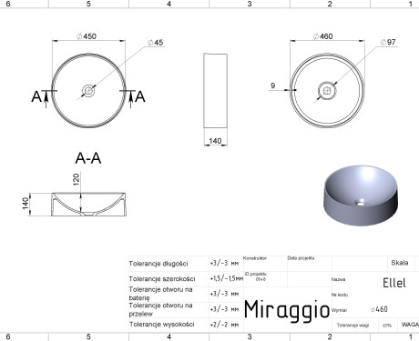 Lavabo ELLEL MIRASOFT