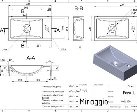Lavabo FARO L MIRASOFT