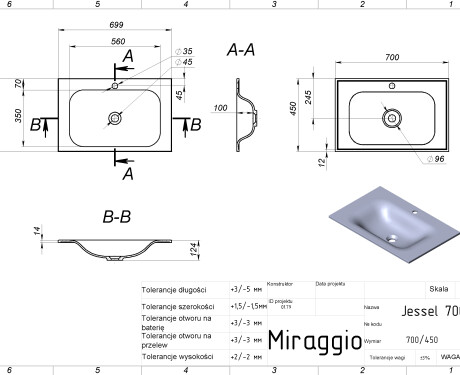 Lavabo JESSEL 700 MIRASOFT