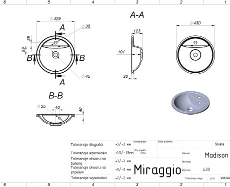 Lavabo MADISON MIRASOFT