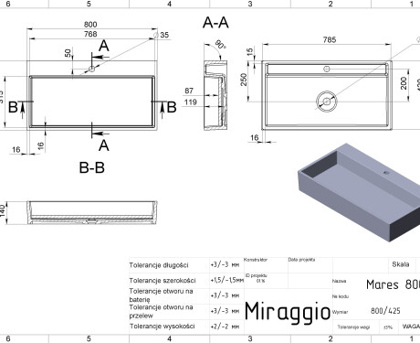 Lavabo MARES 800 MIRASOFT