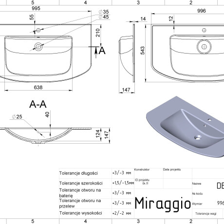 Lavabo DEA 1000 MIRASOFT #1