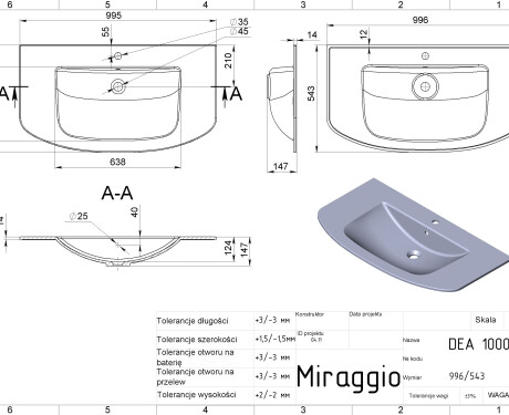 Lavabo DEA 1000 MATT